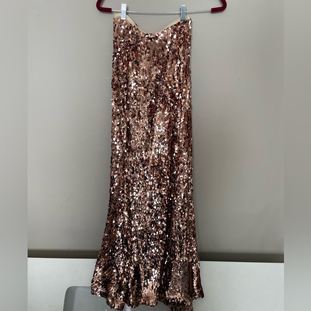 Free People rose pink sequin maxi skirt